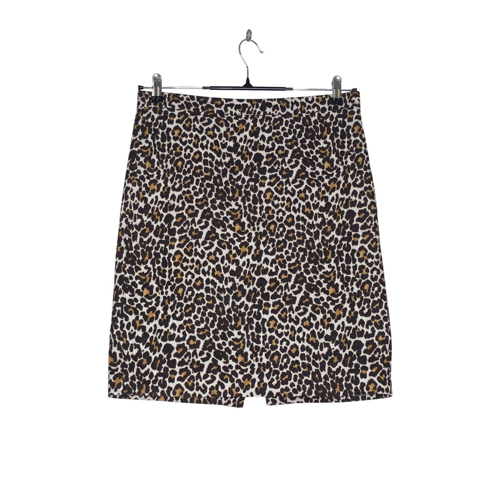 J.Crew Leopard Print Linen Pencil Skirt BrownTanBlack Size 6 Knee Length Lined